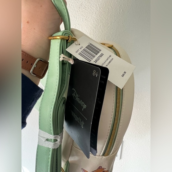 Loungefly Disney cats Cream Mini Backpack with Pastel Green Trim. - Picture 5 of 7